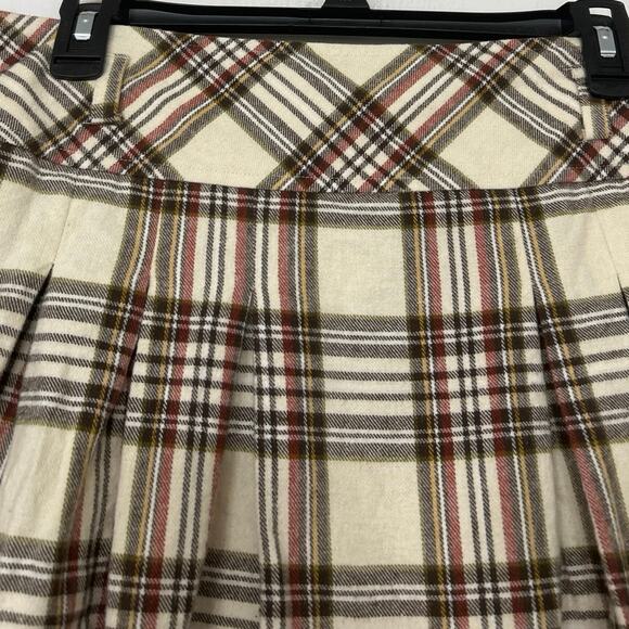 Mudd Y2K Cream Plaid Pleated Micro Mini Skirt Preppy Schoolgirl Coquette GrungeL - Picture 4 of 11